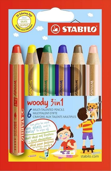 Pastelky Woody 3 in 1 6 barev Stabilo
