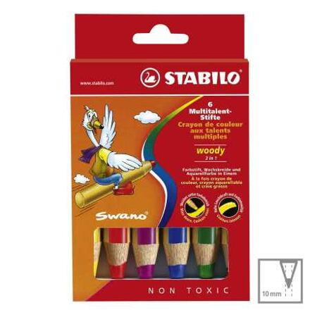 Pastelky Woody 3 in 1 6 barev Stabilo