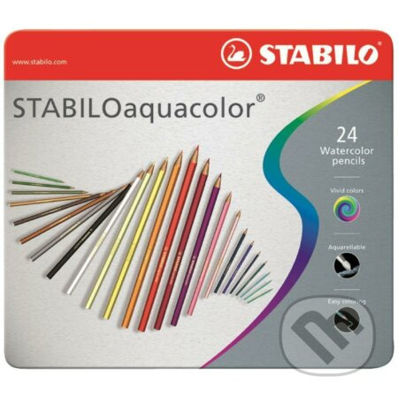 STABILO 1624-5 Aquacolor Akvarelové pastelky  24 ks sada v plechu
