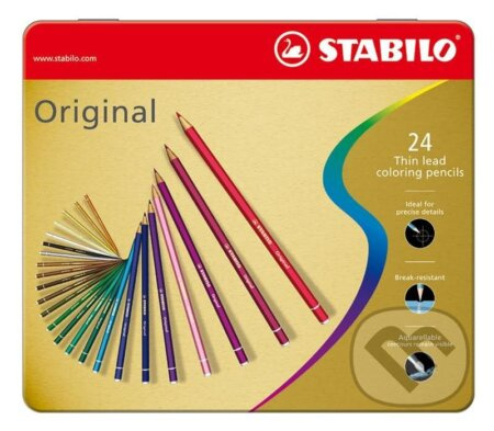 Prémiové pastelky STABILO Original ARTY+ (24 ks sada v plechu (24 různých barev))