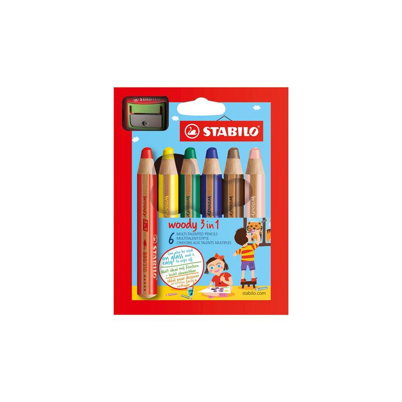 STABILO Sada 6 pastelek 3v1 s ořezávátkem
