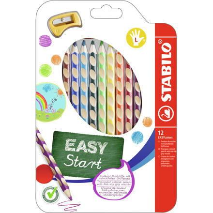 STABILO EASYstart sada 12 pastelek pro leváky s ořezávátkem