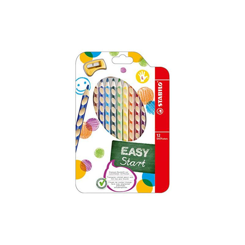 STABILO EASYstart sada 12 pastelek pro leváky s ořezávátkem