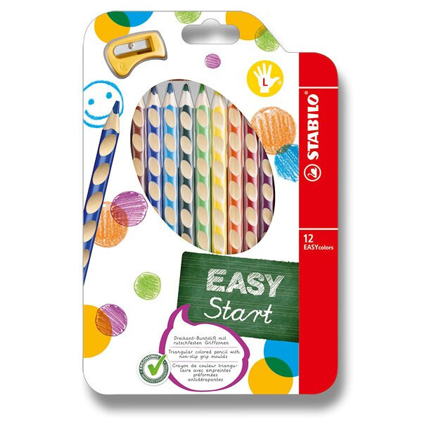 STABILO EASYstart sada 12 pastelek pro leváky s ořezávátkem