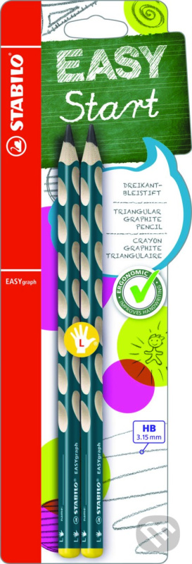 STABILO B-39888-5 EASYgraph Ergonomická grafitová tužka pro leváky petrolejová 2 ks HB