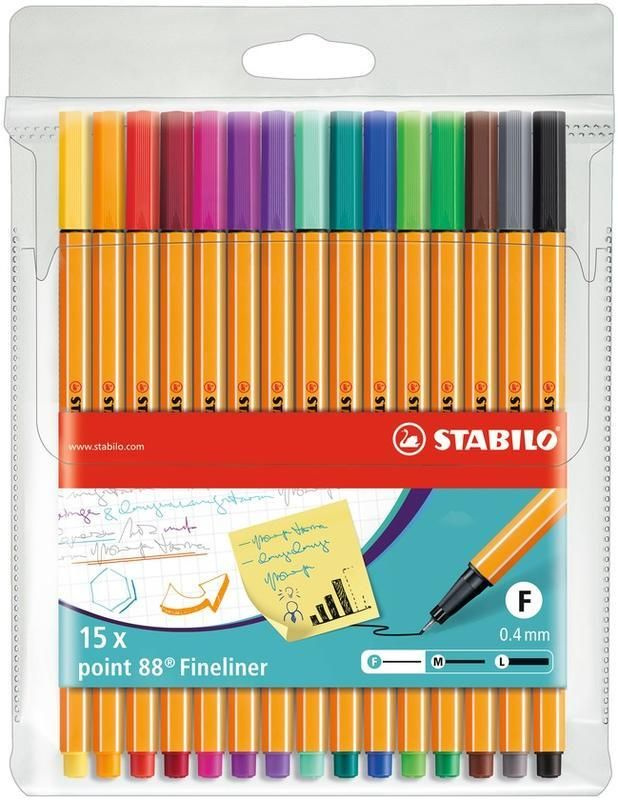 Liner Stabilo Point 88, sada 15 barev