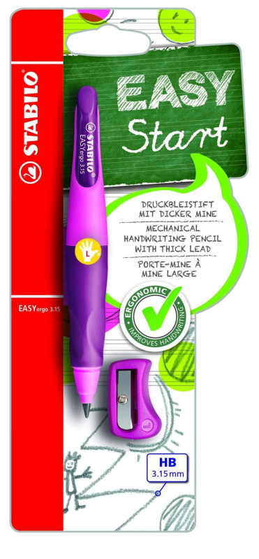 STABILO EASYergo tužka pro leváky 3,15 mm růžová