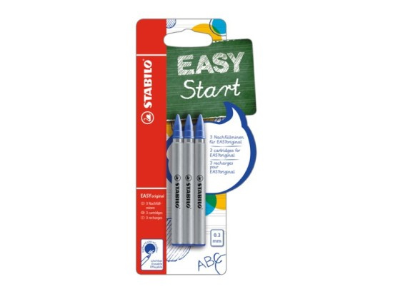 Náhradní náplň do ergonomického pera Stabilo EASY - 0,5 mm, modrá, blistr 3 ks