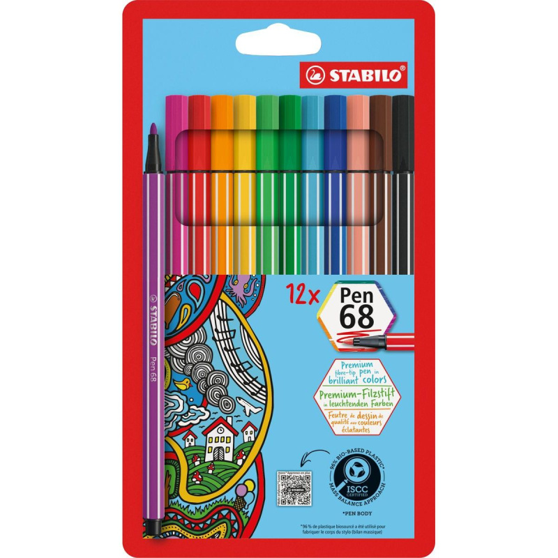 STABILO 6812-7 Pen 68 Prémiový vláknový fix 12 ks pouzdro