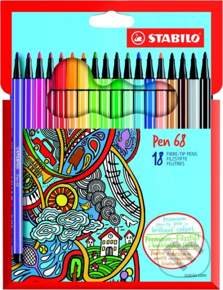 Prémiový vláknový fix STABILO pen 68 (18 kusov / farieb v púzdre)