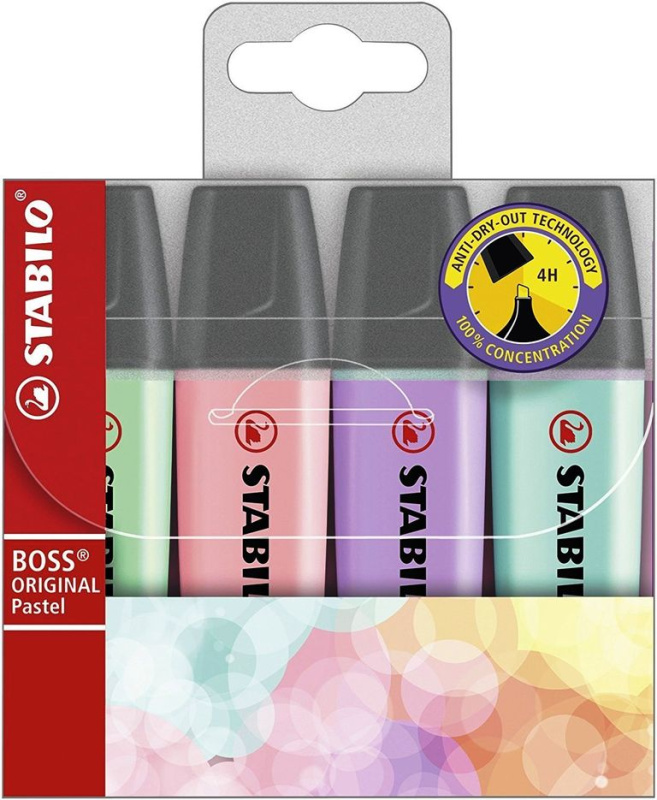 Zvýrazňovač BOSS ORIGINAL Pastel souprava B 4 ks Stabilo