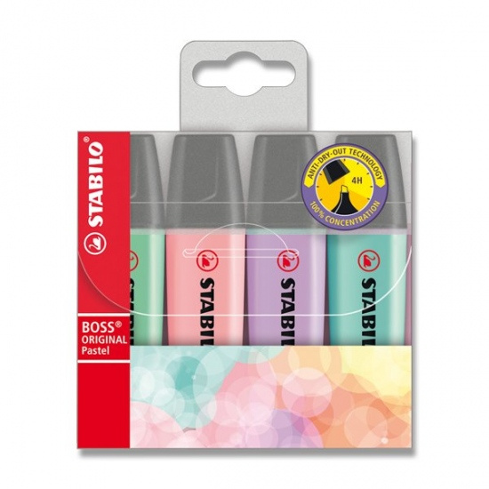 Zvýrazňovač BOSS ORIGINAL Pastel souprava B 4 ks Stabilo