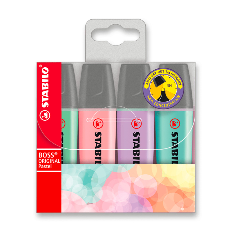 Zvýrazňovač BOSS ORIGINAL Pastel souprava B 4 ks Stabilo