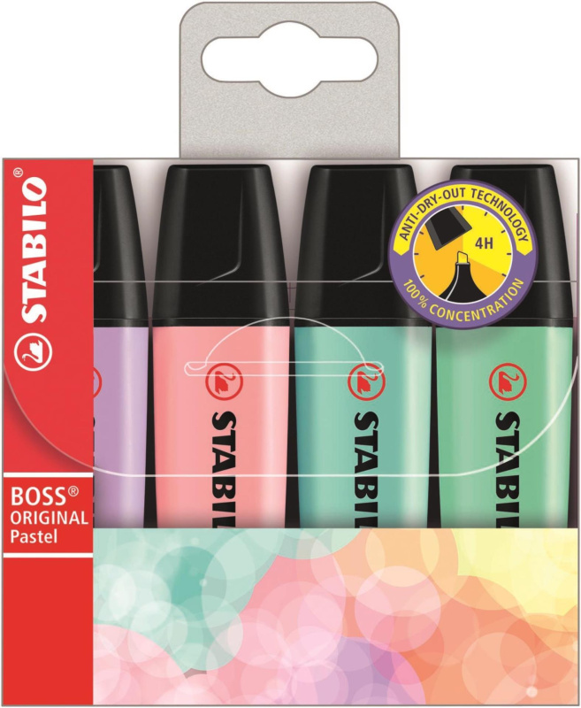 Zvýrazňovač BOSS ORIGINAL Pastel souprava B 4 ks Stabilo