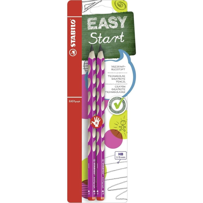 Stabilo EASYgraph Tužka růžová pro leváky, blistr 2ks