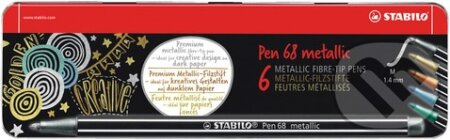 STABILO 6806-8-32 Metallic Prémiový vláknový metalický fix Pen 68, 6 ks kovové pouzdro