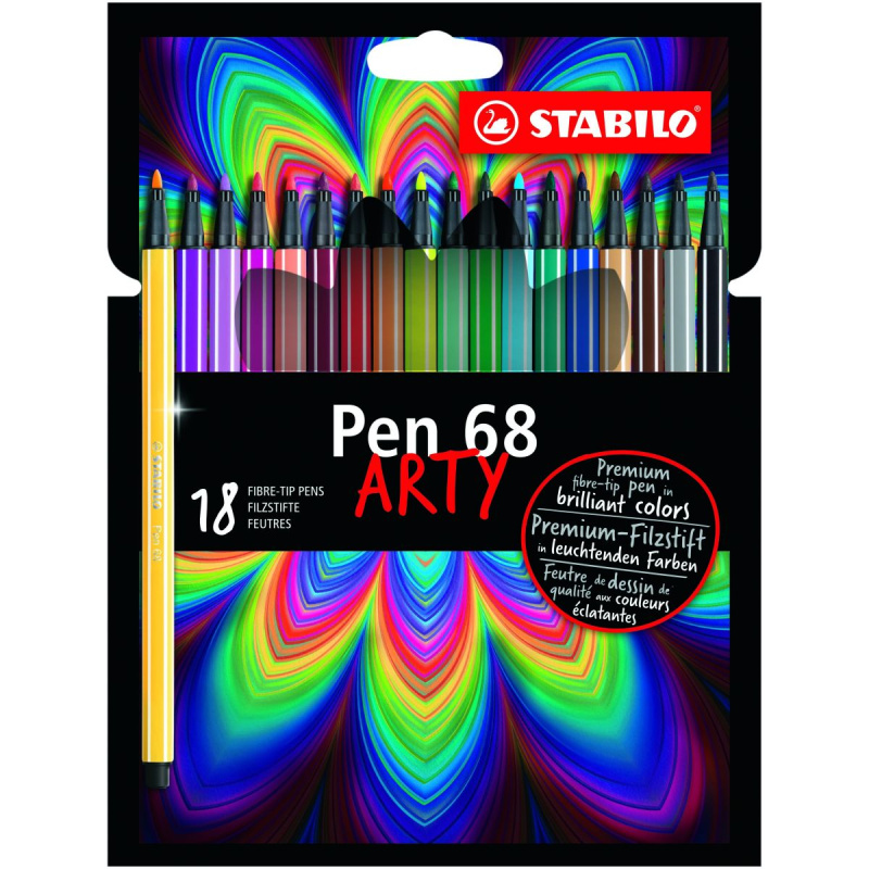 Stabilo Liner Pen 68 BRUSH ARTY sada 18 barev