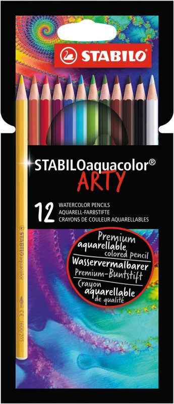 Akvarelové pastelky STABILOaquacolor ARTY - sada 12 barev