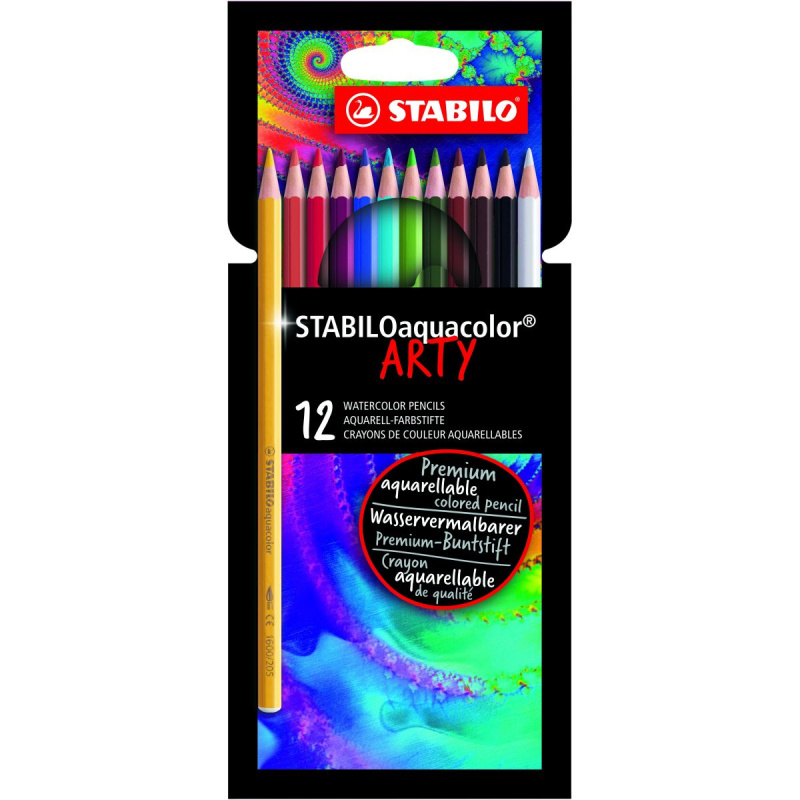 Akvarelové pastelky STABILOaquacolor ARTY - sada 12 barev