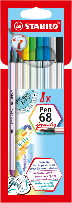Fixka STABILO Pen 68 brush sada (8 ks v púzdre)