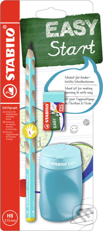 STABILO EASYgraph Školní set pro leváky modrý s gumou a ořezávátkem