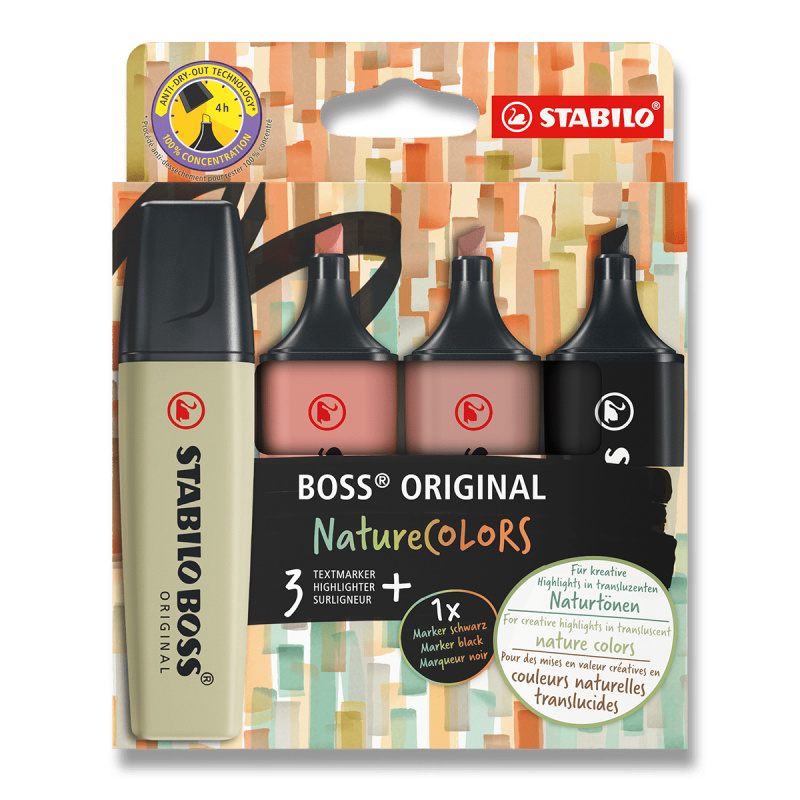 Zvýrazňovač Stabilo Boss Original Nature Colors sada, 4 barev Stabilo