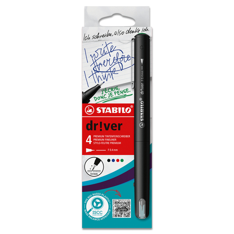 STABILO dr!ver Fine - jemný liner - sada 4 barev