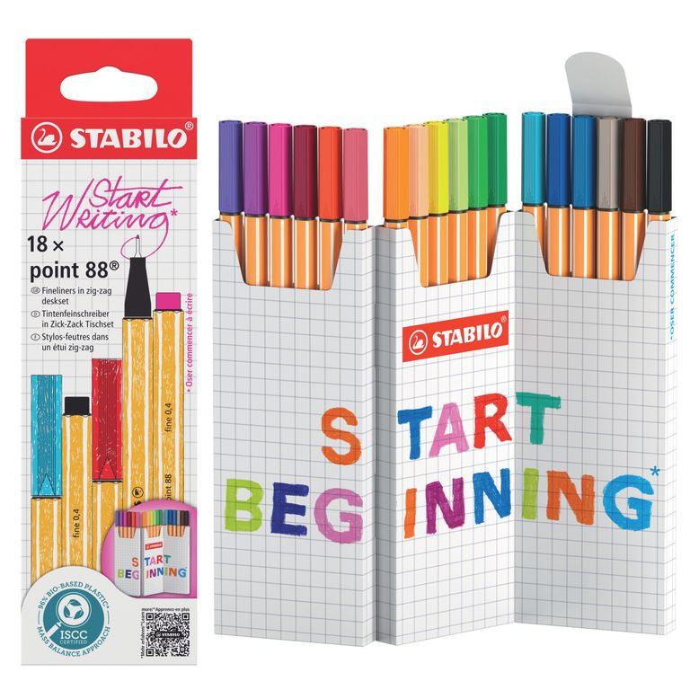 Jemný liner STABILO point 88 - Zick-Zack deskset 18 ks