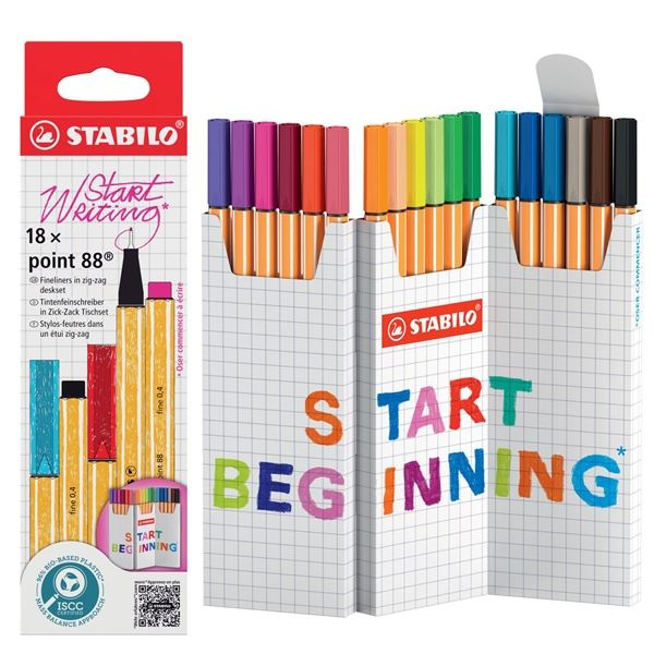 Jemný liner STABILO point 88 - Zick-Zack deskset 18 ks