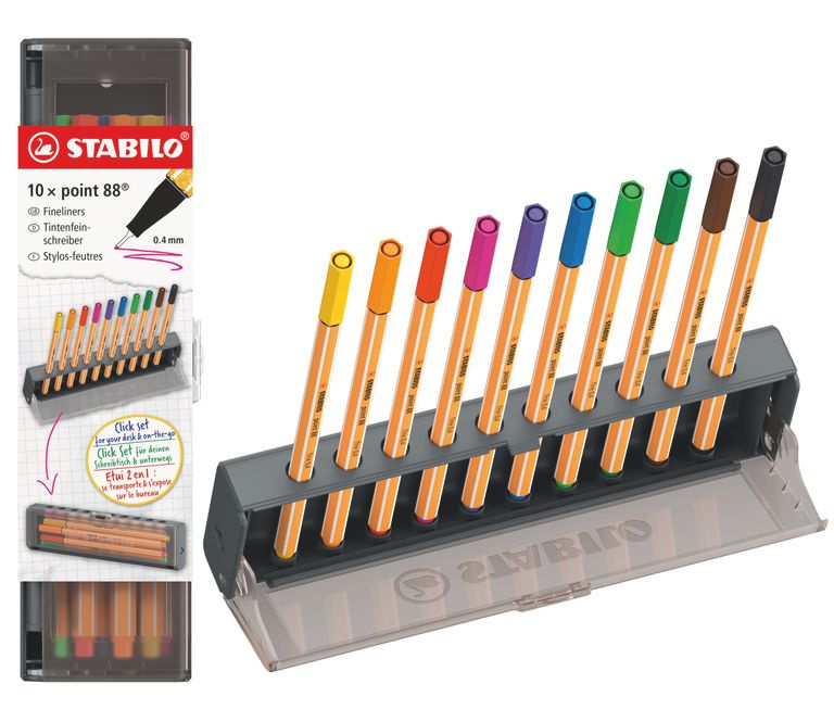 Liner STABILO point 88 Click Set - 10 barev Stabilo