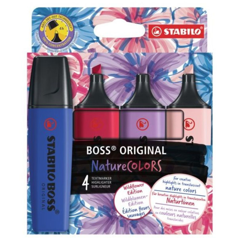 Zvýrazňovač STABILO BOSS NatureCOLORS Wildfowers - sada 4 barev
