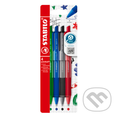 Kuličkové pero STABILO pointball colorful - sada 4 barev