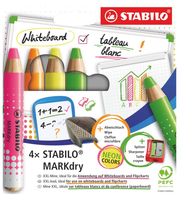 Suchý popisovač na tabuľu a flipchart - STABILO MARKdry Neon