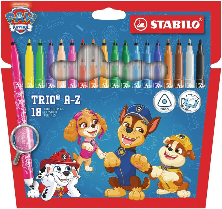 STABILO Trio A-Z vláknový fix - sada 18 barev Tlapková patrola