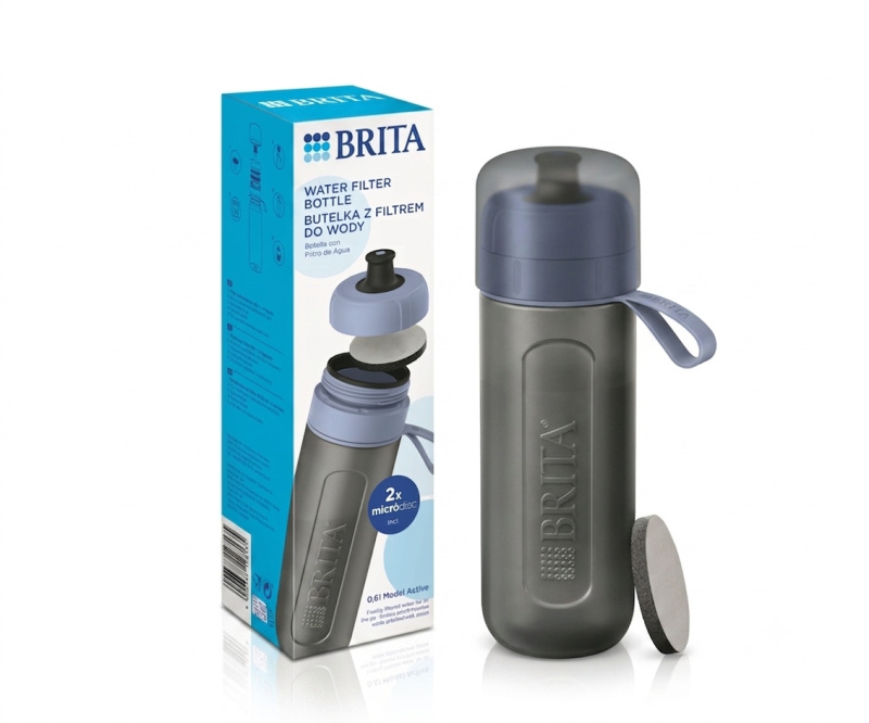 Brita Filtrační láhev na vodu Fill & Go Active se 2 filtry MicroDisc, 0,6 l, modrá 1052250