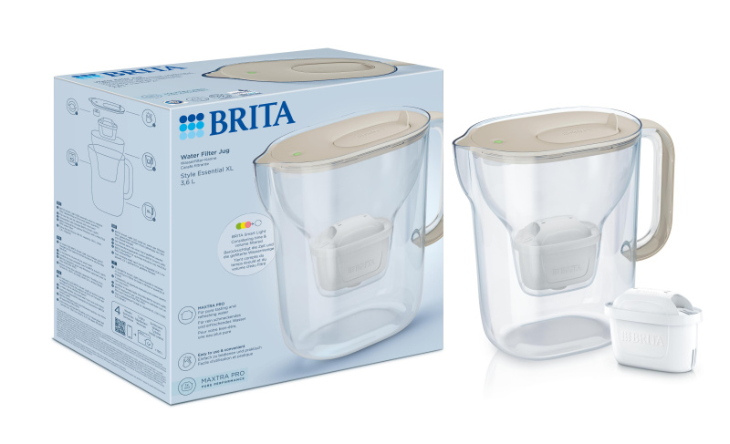 Brita Filtrační konvice Style Essential XL s filtrem Maxtra Pro Pure Performance, 3,6 l, písková 1057787