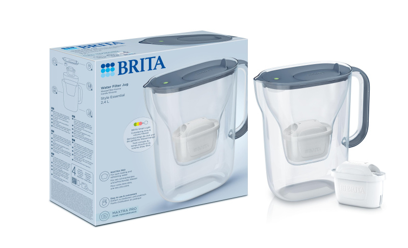 Brita Filtrační konvice Style Essential s filtrem Maxtra Pro Pure Performance, 2, 4 l, šedomodrá 1057790