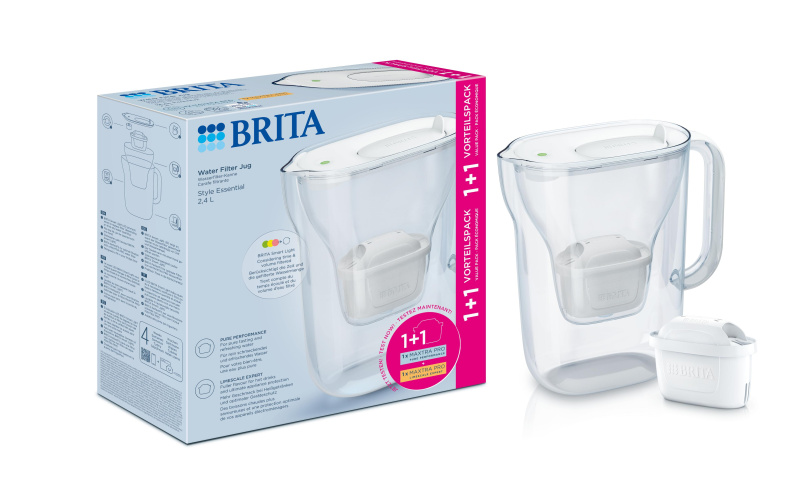 Brita Filtrační konvice Style Essential +2 filtry Maxtra Pro (Hard Water a Pure Performance), 2, 4 l, bílá 1057795