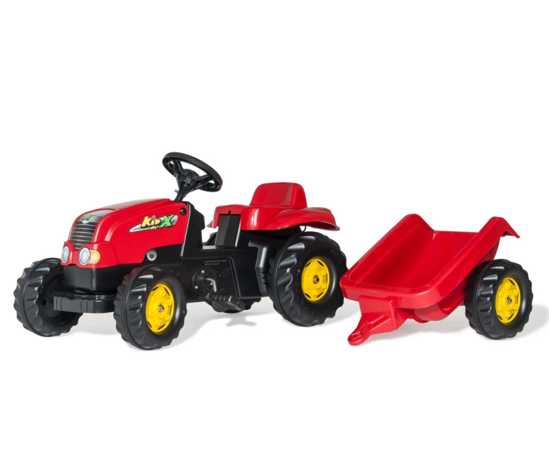 Šlapací traktor Rolly Kid s vlečkou - červený