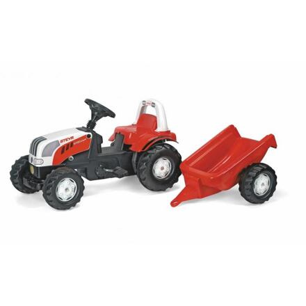 Šlapací traktor Rolly Kid Steyer s vlečkou-červený