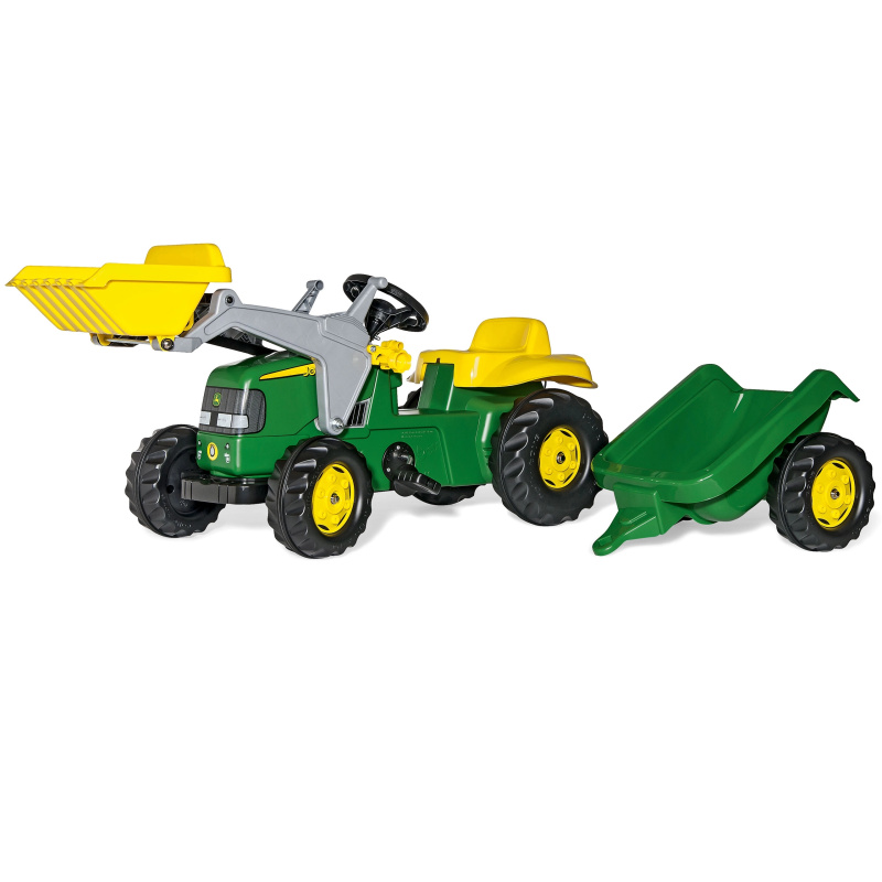 Traktor na šlapky Rolly Toys RollyKid John Deere s lžící a přívěsem - zelený