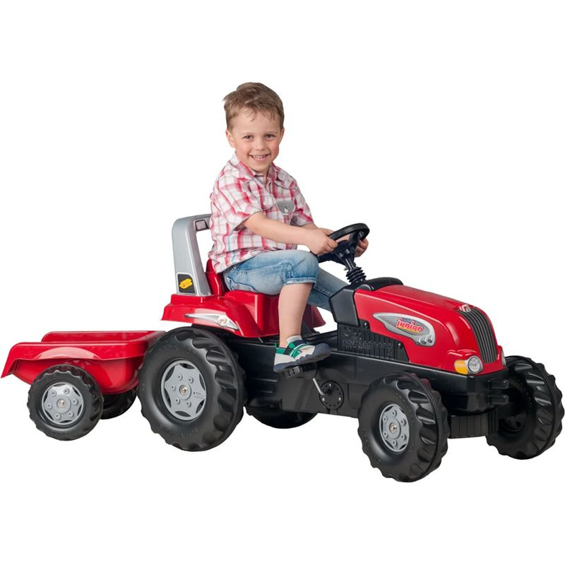 Rolly Toys Šlapací traktor Junior s vlečkou, červený akční