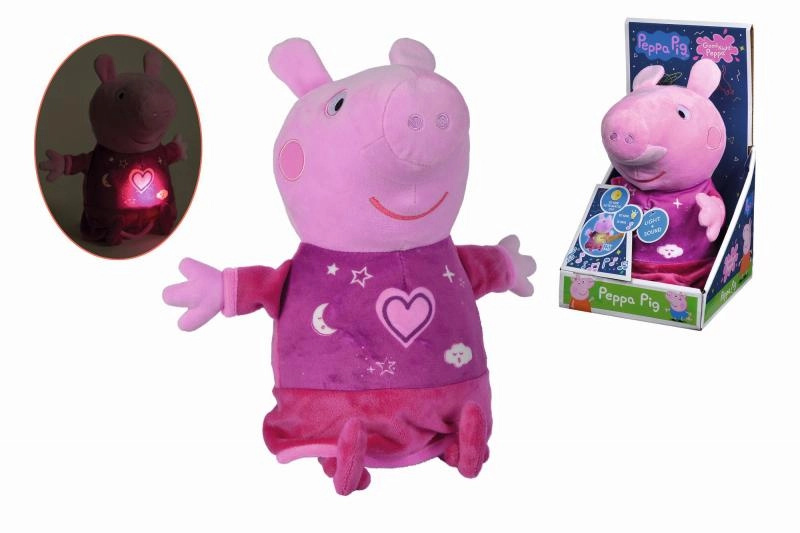 Simba Peppa Pig 2v1 usínáček hrající + světlo růžový 25 cm