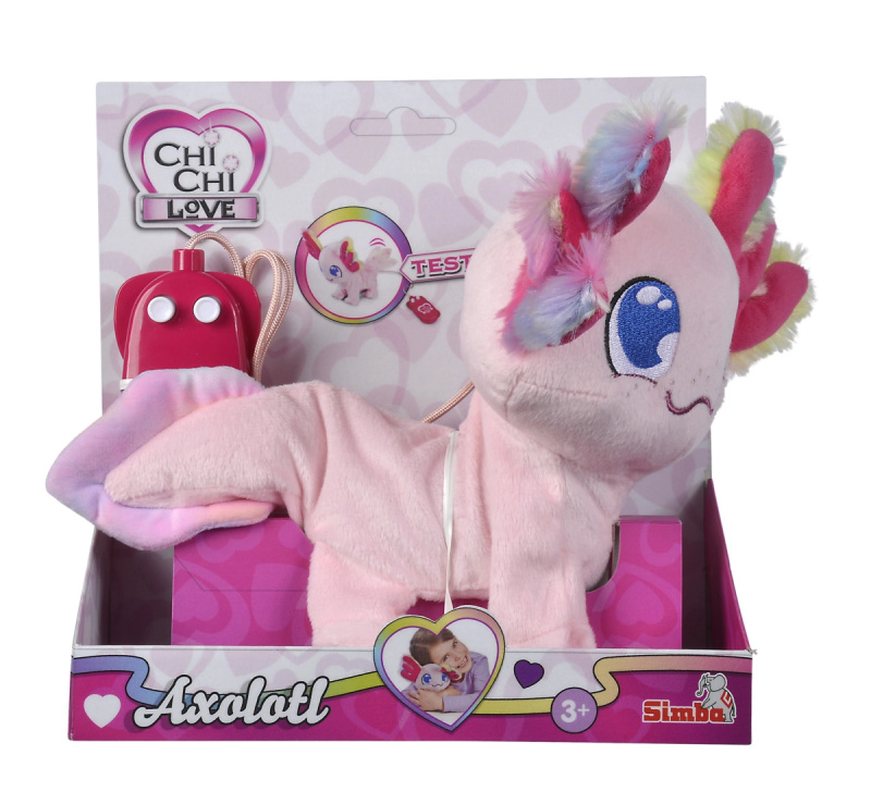 Interaktivní plyšový axolotl CHI CHI LOVE 20 cm na kabelové ovládání