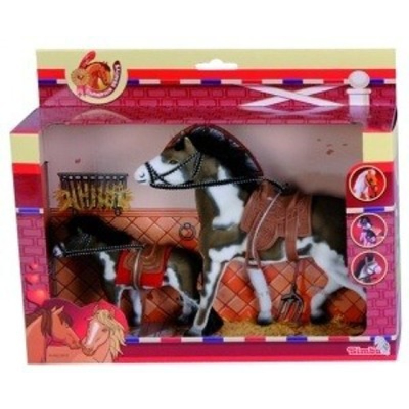 Kůň champ beauty s hříbětem, 19 + 11cm - bílo šedý