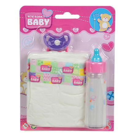 Sada pro miminka New Born Baby - lahvička, dudlík a plena