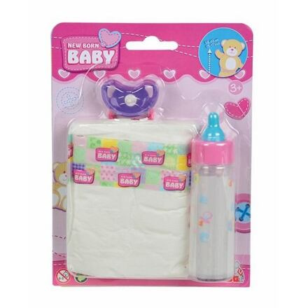 Sada pro miminka New Born Baby - lahvička, dudlík a plena