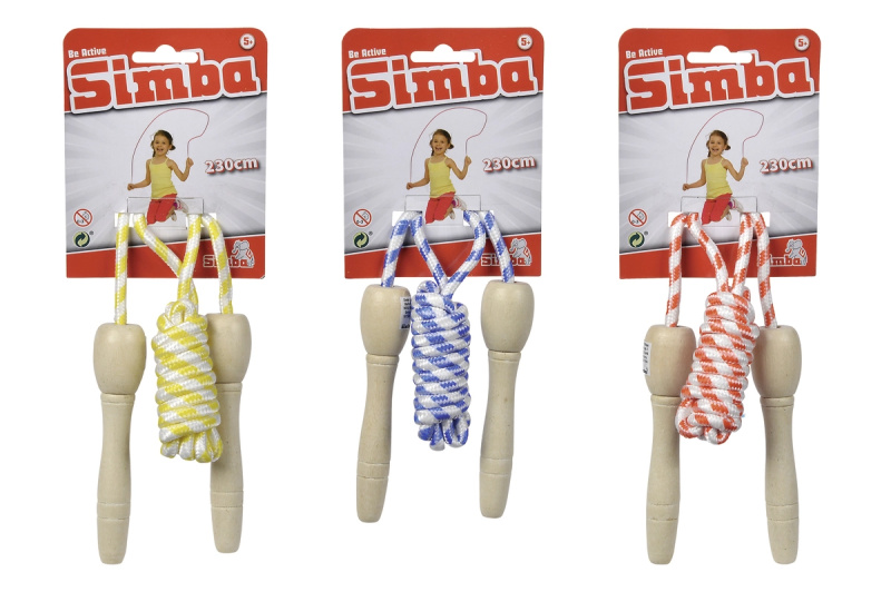 Skákací lano Simba Be Active s dřevěnými rukojeťmi 230 cm