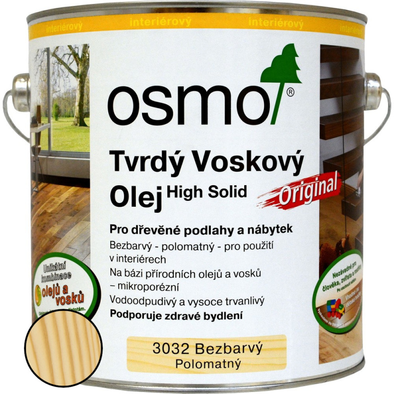 Olej tvrdý voskový Osmo Original 3032 bezbarvý 2,5 l