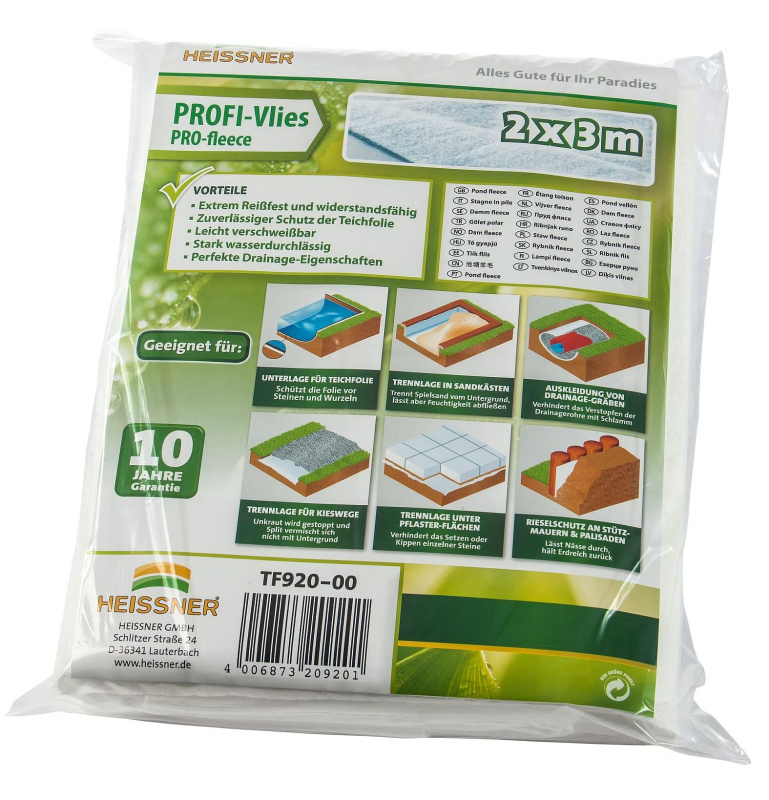 Heissner jezírková geotextilie pod fólii 3 x 4 m, síla 1 mm TF90-12